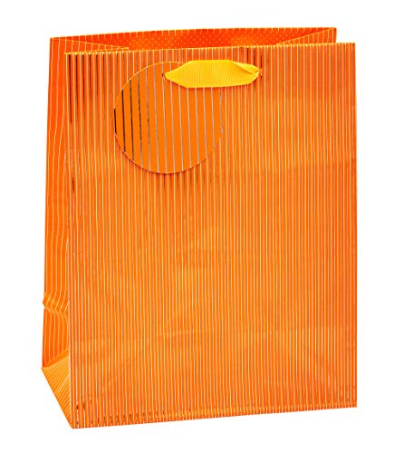 TSI Geschenktüten mit Hot Stamping NADELSTREIFEN, Farbe Orange, 4er Packung, Größe: Mittel (HxBxT 23 x 18 x 10 cm), Art. Nr. 85016-4 von TSI