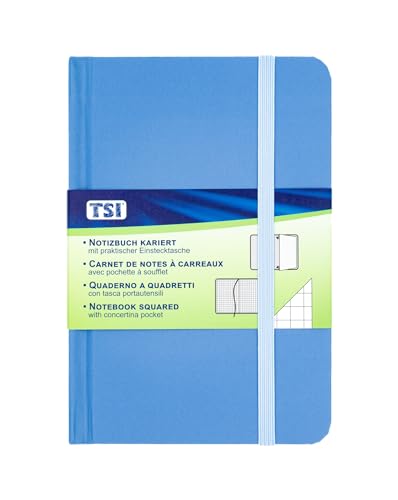 TSI Notizbuch A6/Pocket kariert, 192 Seiten, Farbe blau, Art.Nr. 63556-BL von TSI