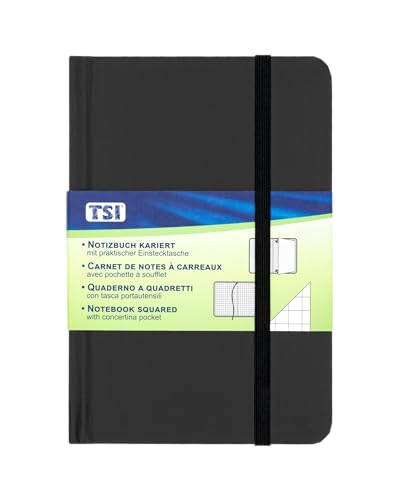 TSI Notizbuch A6/Pocket kariert, 192 Seiten, Farbe schwarz, Art.Nr. 63556-BK von TSI