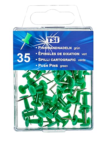 TSI Pinnwandnadeln 35er Packung, Farbe: grün, Standard, Art. Nr. 48326 von TSI