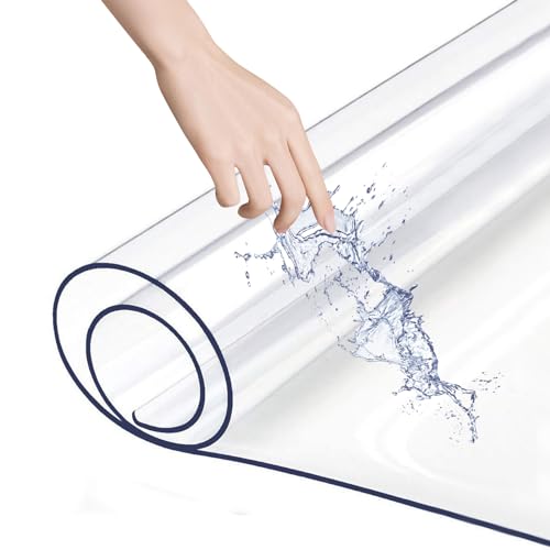 TSKDKIT Schreibtischunterlage Transparent, 100x50cm Schreibunterlage groß PVC Tischschoner Durchsichtige Schreibtischmatte Wasserdicht Rutschfest Runde Kanten Schreibunterlage für Büro und Zuhause von TSKDKIT