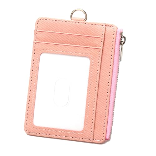 Kompaktkarten Brieftasche Mit Blockierung Und Reißverschlusspoch PU Leder Münzholz Kartenhalter Mit Abnehmbarem Lanyard von TSMORY