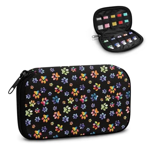TSOVTHRID Aufbewahrungskoffer mit Regenbogen-Hundekrallen-Aufdruck, Flash-Laufwerk, 10 Steckplätze, USB-Halter, Aufbewahrungstasche, elektronisches Zubehör, Organizer, tragbar für Damen, Teenager von TSOVTHRID