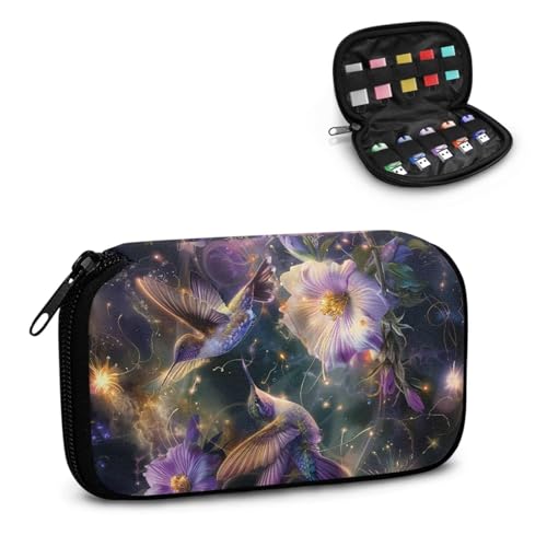 TSOVTHRID Aufbewahrungstasche für USB-Stick, Motiv: Kolibri, Blumendruck, 10 Steckplätze, USB-Halter, Aufbewahrungstasche, elektronisches Zubehör, Organizer, leicht, für Damen, Teenager, Business von TSOVTHRID