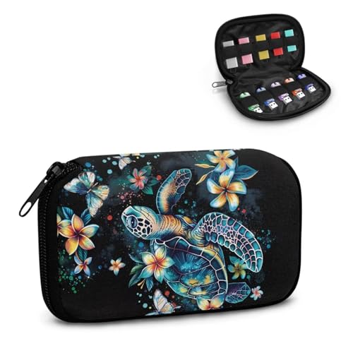 TSOVTHRID Aufbewahrungstasche für USB-Stick, Motiv: Schmetterling, Blume, Meeresschildkröte, 10 Steckplätze, USB-Halter, Aufbewahrungstasche, elektronisches Zubehör, Organizer, leicht, für Damen von TSOVTHRID