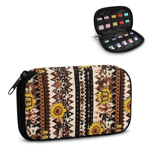 TSOVTHRID Flash-Laufwerk-Hülle mit Schmetterlings- und Sonnenblumen-Motiv, ethnischer Stil, 10 Steckplätze, USB-Halterung, Aufbewahrungstasche, Daumenlaufwerk, einfach zu tragen, für Damen, Teenager von TSOVTHRID