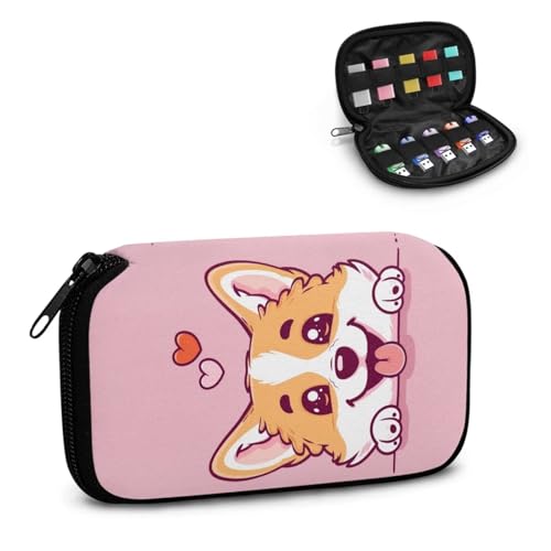 TSOVTHRID Niedliche Corgi-Druck-Flash-Laufwerk-Hülle, USB-Speicherhülle, 10 Steckplätze, USB-Halterung, Aufbewahrungstasche, Daumenlaufwerk, Caes, leicht, einfach zu tragen, für Damen, Teenager von TSOVTHRID