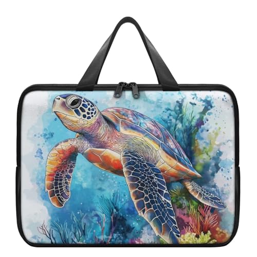 TSOVTHRID Ocean Turtle 10 Zoll Herren Laptoptasche, wasserabweisend, tragbar, stoßfest, leicht, Notebook-Hülle, Tasche, Tablet-Hülle, Schoß-Top-Hüllen für Laptops von TSOVTHRID