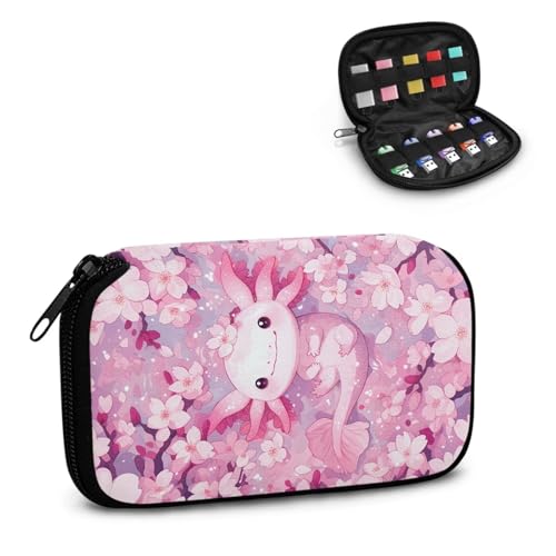 TSOVTHRID Salamander USB-Speicheretui mit Kirschblüten-Aufdruck, 10 Steckplätze, USB-Halter, Aufbewahrungstasche, Daumenlaufwerk, Caes mit Reißverschluss, für Damen, Teenager, Geschäft, Arbeit von TSOVTHRID