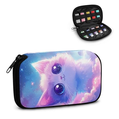 TSOVTHRID Schutzhülle für USB-Stick, Motiv: Katze, Sternenhimmel, 10 Steckplätze, Aufbewahrungsbox, elektronisches Zubehör, Organizer, einfach zu tragen, für Damen, Teenager, Geschäft, Arbeit, Studium von TSOVTHRID