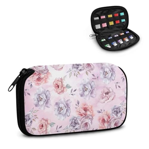 TSOVTHRID Schutzhülle mit Rosenmuster, 10 Steckplätze, USB-Flash-Laufwerk, Aufbewahrungsbox, elektronisches Zubehör, Organizer, einfach zu tragen, für Damen, Teenager, Geschäft, Arbeit, Studium von TSOVTHRID