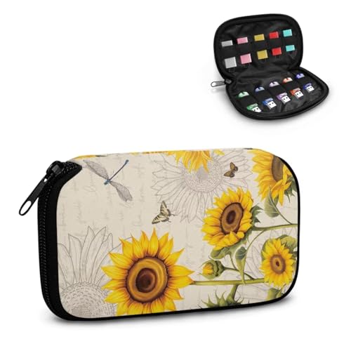 TSOVTHRID Sunflower Butterfly Libelle Print Flash Drive Case USB Storage Case 10 Slots USB Holder Storage Bag Thumb Drive Caes Lightweight for Women Teens Business Work Study von TSOVTHRID