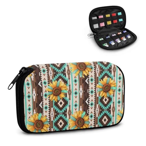 TSOVTHRID Sunflower Ethnischer Stil Druck Flash Drive Holder Case 10 Slots USB Flash Drive Storage Case Thumb Drive Caes Easy to Carry for Women Teens Business Work Study von TSOVTHRID