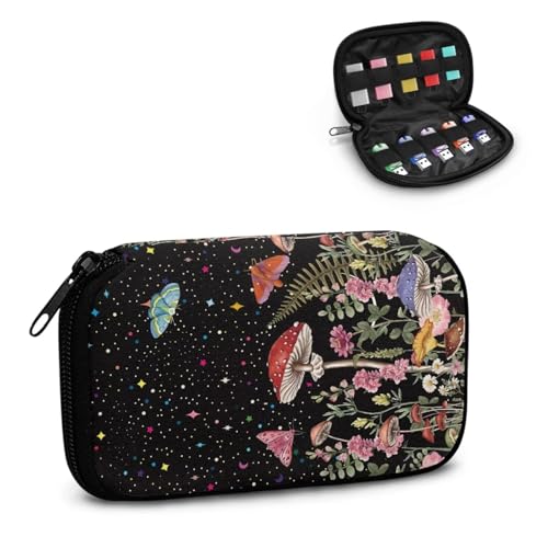 TSOVTHRID USB-Flash-Laufwerk-Hülle, Motiv: Pilz, Schmetterling, Stern, Blumendruck, 10 Steckplätze, Aufbewahrungsbox, Organizer, Daumenlaufwerk, leicht, für Damen, Teenager, Business, Arbeit, Studium von TSOVTHRID