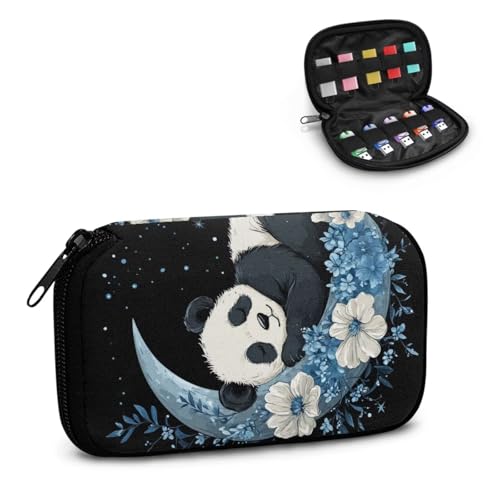 TSOVTHRID USB-Flash-Laufwerk-Hülle mit Panda-Blumen- und Mond-Aufdruck, 10 Steckplätze, Organizer, USB-Halter, Aufbewahrungstasche, tragbar für Damen, Teenager, Geschäft, Arbeit, Studium von TSOVTHRID
