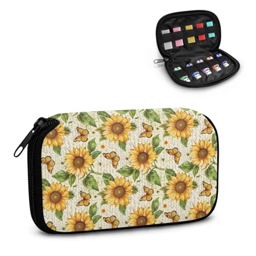 TSOVTHRID USB-Flash-Laufwerk-Hülle mit Schmetterlings-Sonnenblumen-Druck, 10 Steckplätze, Organizer, elektronisches Zubehör, Organizer, tragbar für Damen, Teenager, Geschäft, Arbeit, Studium von TSOVTHRID