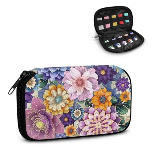 TSOVTHRID USB-Speicheretui mit Blumendruck, 10 Steckplätze, USB-Halterung, Aufbewahrungstasche, Daumenlaufwerk, Caes mit Reißverschluss, für Damen, Teenager, Business, Arbeit, Studium von TSOVTHRID
