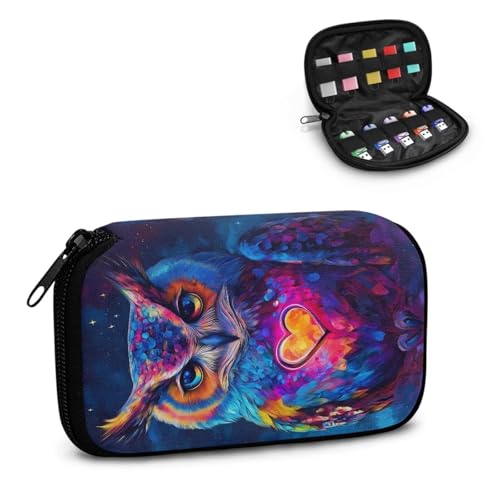 TSOVTHRID USB-Speicheretui mit Eulen-Herz-Aufdruck, 10 Steckplätze, USB-Halter, Aufbewahrungstasche, elektronisches Zubehör, Organizer für Damen, Teenager, Geschäft, Arbeit, Studium von TSOVTHRID