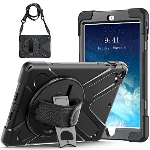 iPad Mini 1 Mini 2 Mini 3 Air iPad 234 Schutzhülle, tsq tragen Robuste Schutz Heavy Duty Case mit 360 Grad drehbar Ständer, Hand Griff Grip, Schultergurt für Kinder Mädchen Jungen Apple Tablet Haut von TSQ