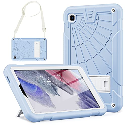 TSQQST Samsung A7 Lite Hülle mit Displayschutzfolie+Tragegurt+Ständer | Robuste Silikon Fallschutz Kinder Hülle für Galaxy Tab A7 Lite Tablet 8,7 Zoll 2021 Modell SM-T220/T225/T227 | Eisblau von TSQQST