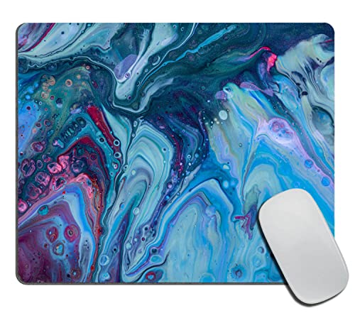 Kleines Mauspad 7,9 x 9,5 Zoll, Blau Fluid Art Design Mousepad mit Waschbarem Lycra Tuch, Rutschfeste Gummiunterseite Mousepads, Computer Mouse Pads für Wireless Mouse von TSSOHU
