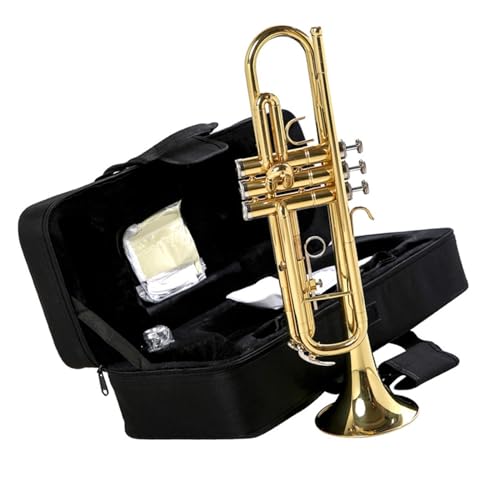 Trompete für Anfänger Blechblasinstrument Trompete Lack Gold High-End Trompete In B-Dur Oxford Tasche Für Anfänger von TSTS