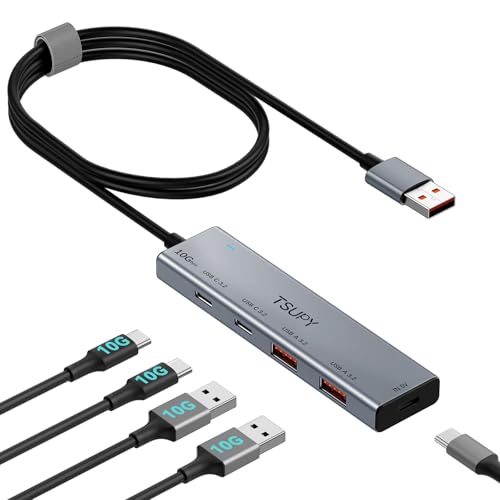 TSUPY USB Hub 3.2 Gen 2, 10Gbps USB Splitter mit 2* usbc 3.2 und 2*USB-a 3.2 Ports, usb3.2 Verteiler aus Aluminium mit 120cm Kabel für Laptops, Desktops PC, Xbox und Mac usw. TSUPY USB Hub 3.2 Gen 2, 10Gbps USB Splitter mit 2* usbc 3.2 und 2*USB-a 3.2 Ports, usb3.2 Verteiler aus Aluminium mit 120cm Kabel für Laptops, Desktops PC, Xbox und Mac usw. von TSUPY