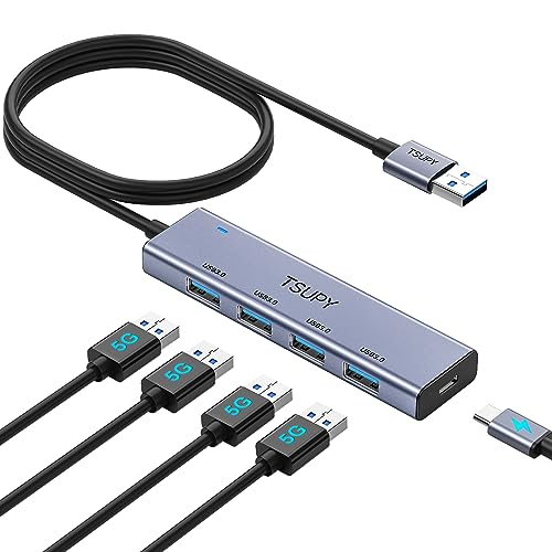 USB Hub 3.0, TSUPY USB 3.0 Hub Aluminium 120cm Verlängerungskabel mit 4 USB Port 3.0, USB Splitter USB Verteiler für MacBook, iMac, Surface Pro, XPS, Notebook PC, USB Flash Drives, und mehr von TSUPY