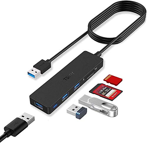 USB Hub 3.0 Splitter, TSUPY USB 3.0 Hub Multi USB Adapter Port Expander mit 1,2 m Kabel, SD/TF Kartenleser & 3 USB 3.0 Ports Kompatibel für PC, Laptops, Surface Pro, MacBook, iMac Pro von TSUPY