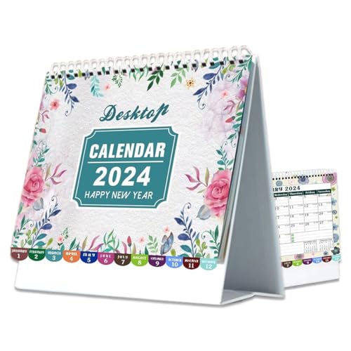 TSUWNO Schreibtischmatte mit Kalender 2024 für Schule, Büro und Zuhause. Monats- & Tagesplaner mit Doppellinie. Schuljahresplaner von Jan. bis Dez. 2024. 25 x 20,5 cm. von TSUWNO