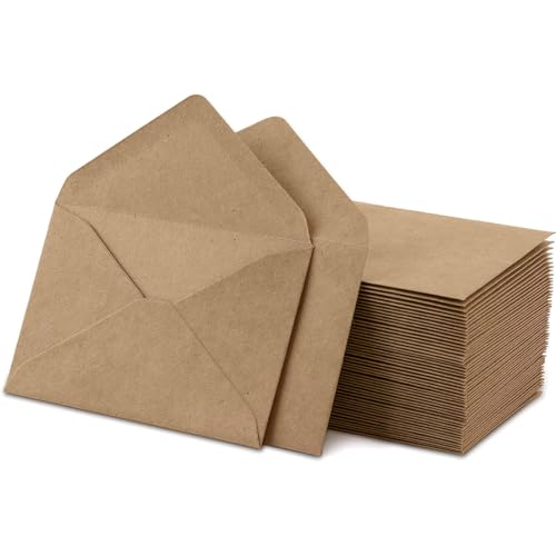 TSUWNO Vintage Briefumschläge, 25 Stück braunes Kraftpapier ohne Fenster, B6 Größe mit Nassklebung für Grußkarten, Einladungen und Hochzeiten. von TSUWNO