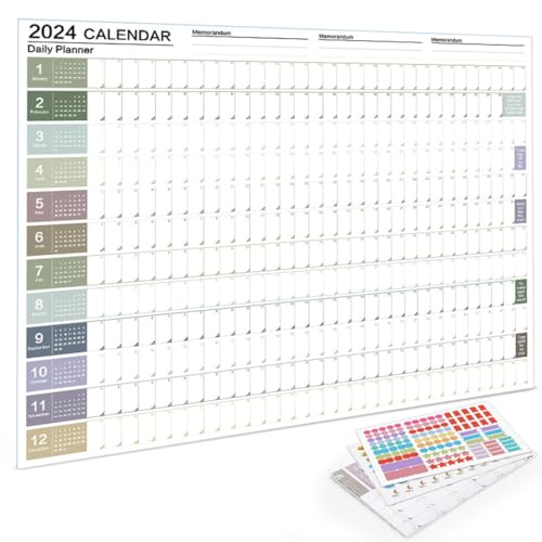 TSUWNO XXL Wandkalender 2024 (74,2 x 52,5 cm) - Gefaltet in Postergröße - Querformat - Wandplaner, Jahreskalender, Plakatkalender - 1 Stück von TSUWNO