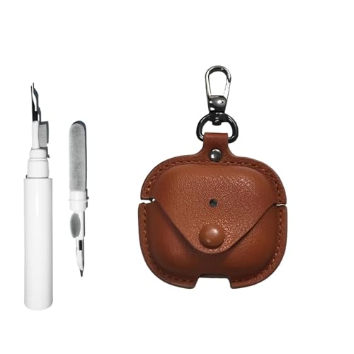 [3 in 1] TSVSXS Lederhülle Kompatibel mit AirPods 4 mit Schlüsselanhänger, Weiche PU Stoßfeste Schutzhülle mit Reinigungsstift Kompatibel mit AirPods 4 mit Aktiver Geräuschunterdrückung von TSVSXS