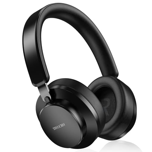 Over Ear Kopfhörer Kabellos Bluetooth, Noise Cancelling Kopfhörer Bluetooth mit Mikrofon, Cancelling Wireless Kopfhörer Over Ear, 65h Spielzeit, Klare Anrufe, Comfort Fit für Reisen (Schwarz) von TSYUCXH