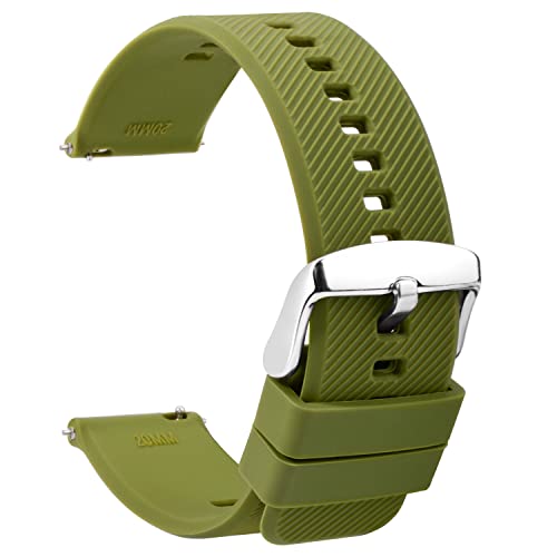 TStrap Silikon Uhrenarmband Schnellspanner 20mm - Weich Grün Gummi Ersatz Uhrband für Smartwatch - Mehrere Farben für Herren Damen - wasserdichte Sport Edelstahlschnalle - 18mm 22mm TStrap Silikon Uhrenarmband Schnellspanner 20mm - Weich Grün Gummi Ersatz Uhrband für Smartwatch - Mehrere Farben für Herren Damen - wasserdichte Sport Edelstahlschnalle - 18mm 22mm von TStrap
