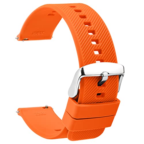 TStrap Silikon Uhrenarmband Schnellspanner 22mm - Weich Orange Gummi Ersatz Uhrband für Smartwatch - Mehrere Farben für Herren Damen - wasserdichte Sport Edelstahlschnalle - 18mm 20mm TStrap Silikon Uhrenarmband Schnellspanner 22mm - Weich Orange Gummi Ersatz Uhrband für Smartwatch - Mehrere Farben für Herren Damen - wasserdichte Sport Edelstahlschnalle - 18mm 20mm von TStrap