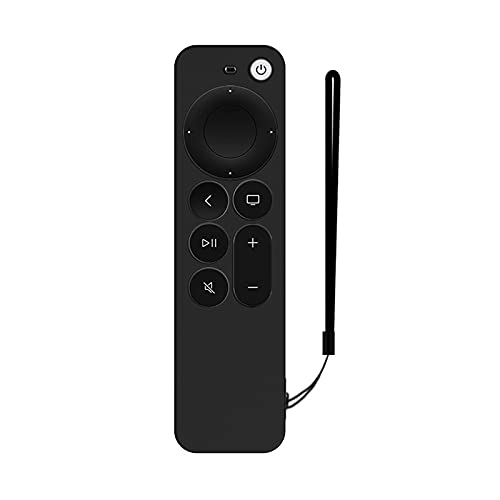 Silikon-Schutzhülle Kompatibel mit Apple TV 4K 2021 Remote Control Cover Case, Schutzhülle Kompatibel mit Apple TV 4K Siri Remote 2021 2nd Gen-Anti-Rutsch Durable Fernbedienung Schutzhülle (Schwarz) von TT-