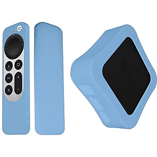 TT- Silikon-Schutzhülle +TV-Box Schutzhülle Kompatibel mit Apple TV 4K 2021 Remote Control Case, Schutzhülle Anti-Rutsch Durable Fernbedienung Schutzhülle Cover Case Shell Protective (Blau) von TT-