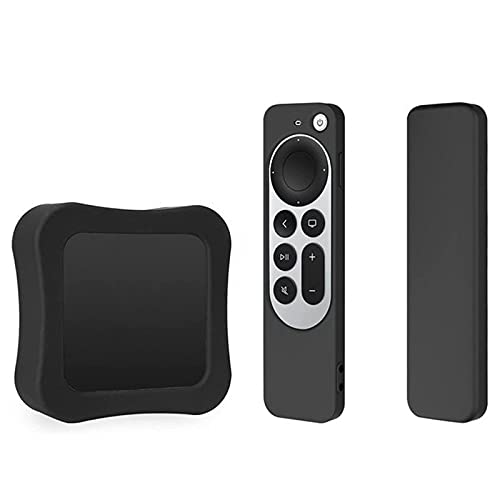 TT- Silikon-Schutzhülle +TV-Box Schutzhülle Kompatibel mit Apple TV 4K 2021 Remote Control Case, Schutzhülle Anti-Rutsch Durable Fernbedienung Schutzhülle Cover Case Shell Protective (Schwarz) von TT-