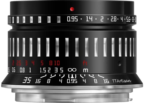 TArtisan 35 mm F0.95 APS-C Große Blende Manueller Fokus Spiegellose Kameras Objektiv für Canon RF Mount Kompatibel wie R7 APS-C Modell R10 EOS R RP R5 R6 von TTARTISAN