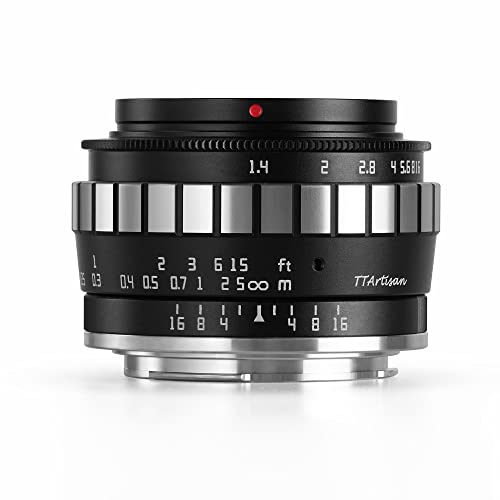 TTARTISAN 23mm F1.4 APS-C Camera Lens Wide-Angle Prime Lens Portable Lens for Fuji FX Mount Suitable for Portrait Street Snapshot (Fuji X, Black&Silver) von TTARTISAN