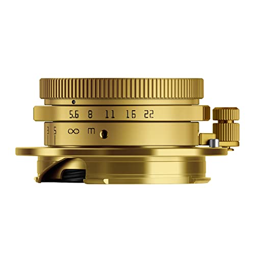 TTARTISAN 28mm F5.6 Golden Limited Edition Hyperfokal Länge Kamera Objektiv Manueller Fokus für Leica M-Mount Ultra Slim und Vintage Kamera Objektiv Geeignet für Street Photography von TTARTISAN