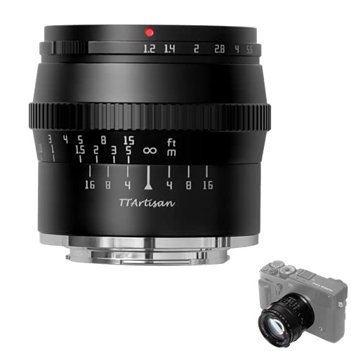 TTARTISAN 50mm F1.2 Objektiv APS-C MF für Fuji X Mount Kameras X-A1 X-A10 X-M1 X-M2 X-H1 X-T1 X-T10 X-T2 X-T20 X-T3 X-T4 X- T100 X-T200 X-T30 X-PR01 XS10 und mehr.(schwarz) von TTARTISAN