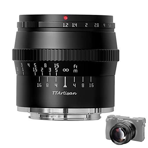 TTARTISAN 50mm F1.2 Objektiv APS-C MF für Sony E-Mount Kameras A5000 A6500 A6600 NEX-3 NEX-3N NEX-7 NEX5 CA7 A7I A7I A7R A7RII A7RIII A7RIV A7S A7SI A7SII A9 und mehr. von TTARTISAN