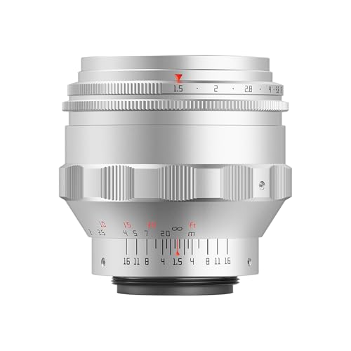 TTARTISAN 75mm F1.5 Gewirbeltes Bokeh Objektiv für M42 Mount Manueller Fokus Vollformat Kamera Objektiv (Silber) von TTARTISAN