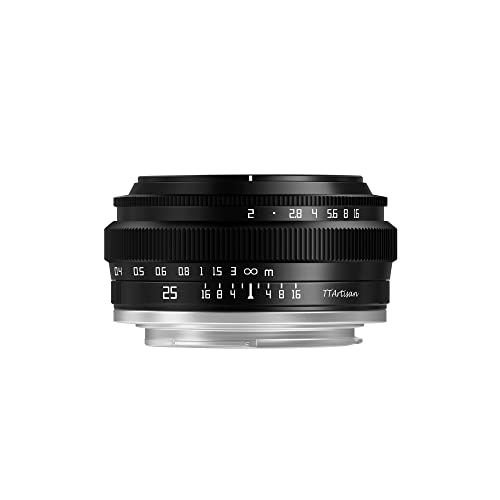 TTArtisan 25 mm F2 Weitwinkel-APS-C-Kameraobjektiv, große Blende, manuell, kompatibel mit Fuji X-Mount Kameras X-A2 X-A3 X-A5 X-A7 X-H1 XT1 X-T2 X-T3 X.,T20. X-T30 X-T100 X-T200 X-PRO1 von TTARTISAN