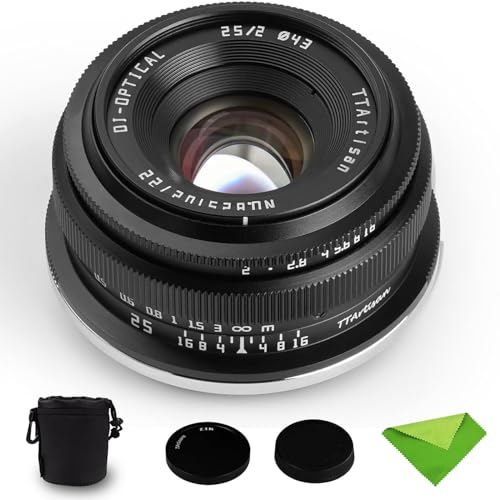 TTArtisan 25mm F2 E-Mount APS-C Weitwinkelobjektiv mit großer Blende, manuelles Festobjektiv für Sony E-Mount Kameras A6100 A6300 A6400 A6500 A6600 NEX-5 NEX 5N NEX-7 NEX5C A7lll A7Rll A7Rlll A7RlV von TTARTISAN