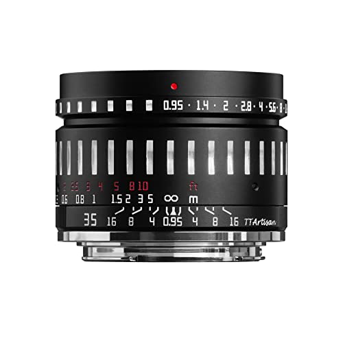 TTArtisan 35 mm F0.95 APS-C Große Blende Manueller Fokus Spiegellose Kameras Objektiv für Canon M Mount Kompatibel mit M1 M2 M3 M6 M6II M10 M50 M100 M200 von TTARTISAN