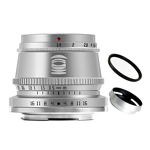 TTArtisan 35 mm F1.4 APS-C Format Große Blende Manueller Fokus Festobjektiv für Fujifilm X Mount Kameras Silber von TTARTISAN