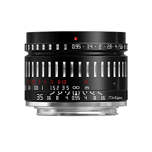 TTArtisan 35mm F0.95 APS-C Manueller Fokus Kameraobjektiv, super große Blende, Retro-Stil, leichtes Kameraobjektiv für Fuji X Mount von TTARTISAN